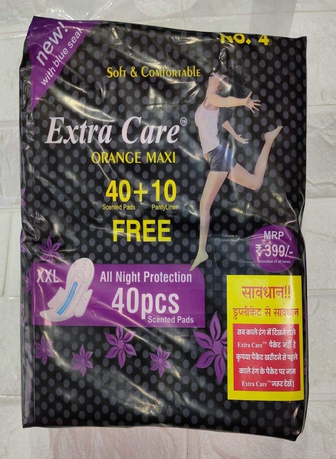 Extra Care Sanitary Pads, XXL - Pack of 40 (XXL, Pink Maxi) (Orange Maxi)